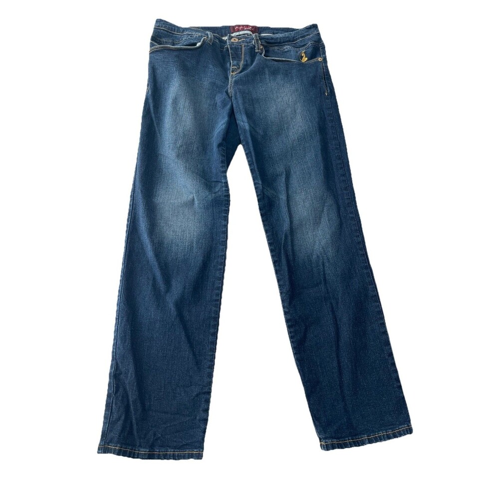 Baby Phat Jeans Women’s Sz 15 (32x30) Blue Denim Y2K Straight Leg Gold Cat Logo